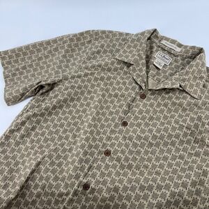 LL Bean Mens S Traditional Fit Cotton Short Sleeve Turtle Shirt Camp Loop Collar